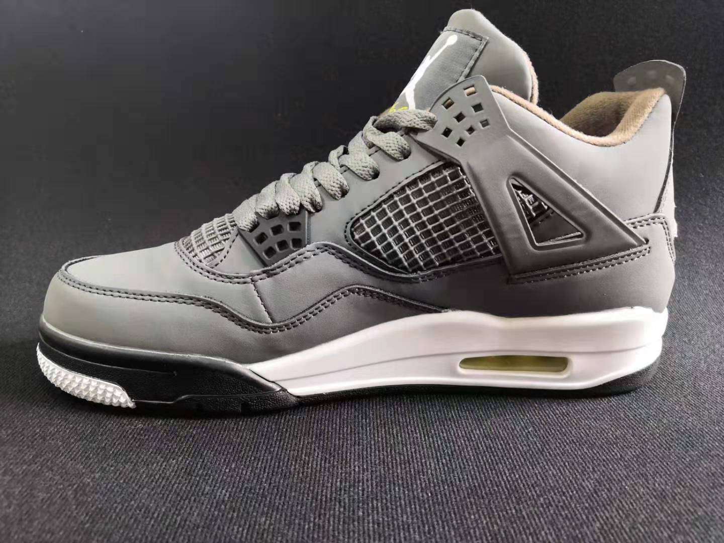 New Air Jordan 4 Silver Grey Yellow Shoes - Click Image to Close